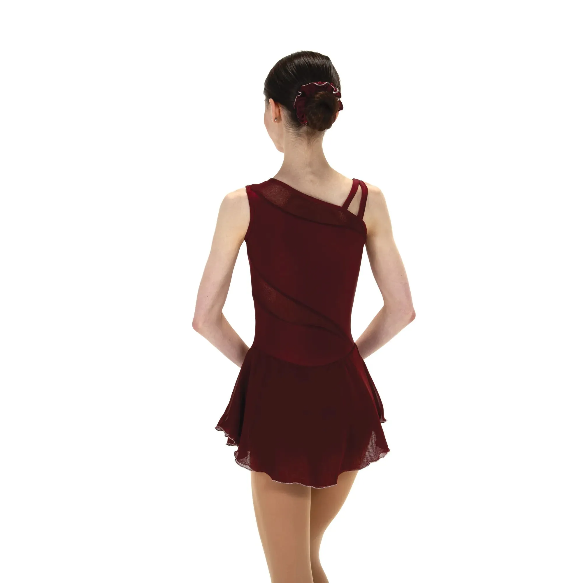 F24004P Competition Figure Skating Mesh Insert Dress Plain