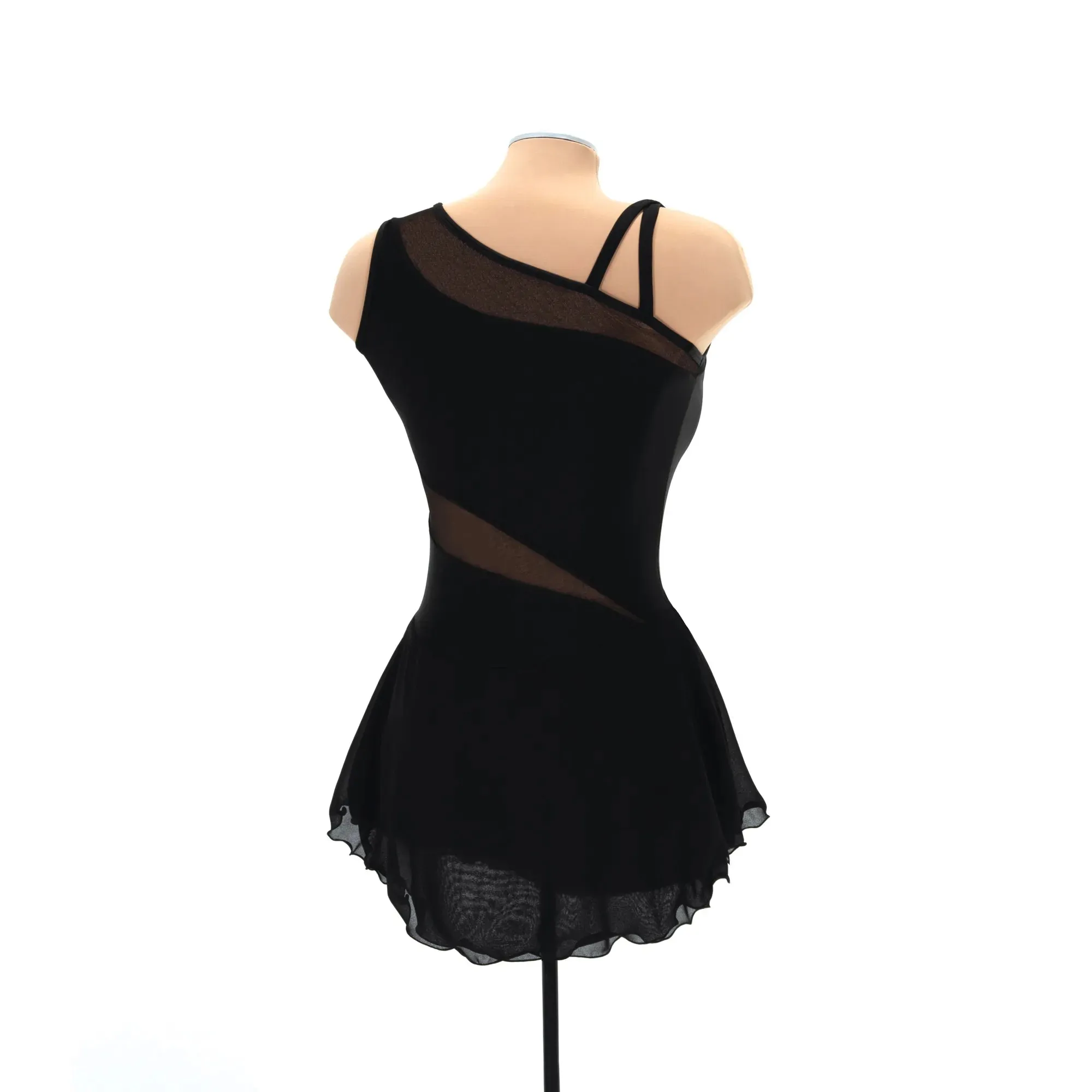 F24004P Competition Figure Skating Mesh Insert Dress Plain