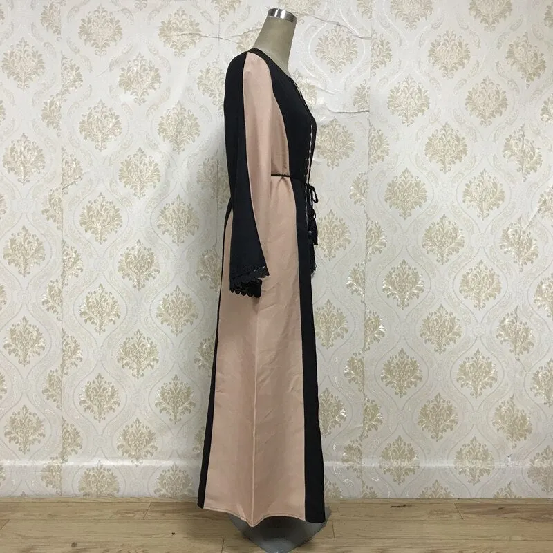 F8849-5 Lace Long dress Women Arab Ladies Malaysia Abayas Muslim Robes