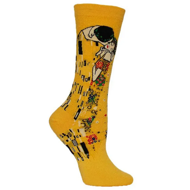 Fashion Art Cotton Crew Printed Socks Painting Character Pattern Women Men Harajuku Design Sox Calcetine Van Gogh Novelty Funny