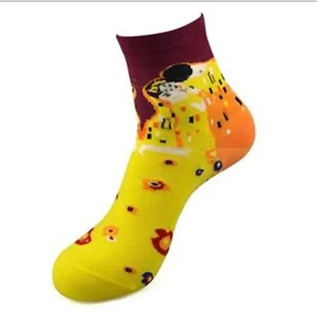 Fashion Art Cotton Crew Printed Socks Painting Character Pattern Women Men Harajuku Design Sox Calcetine Van Gogh Novelty Funny