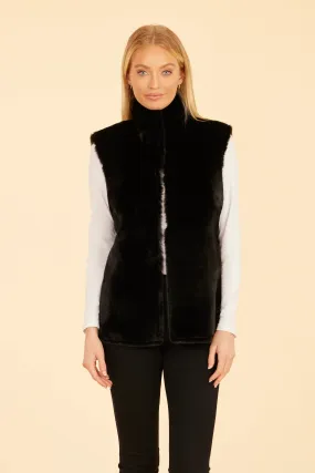 Faux Fur Reversible Vest- Black