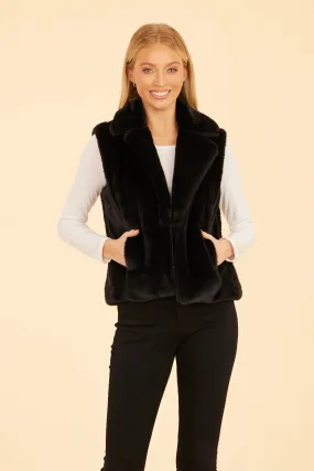 Faux Fur Vest- Black