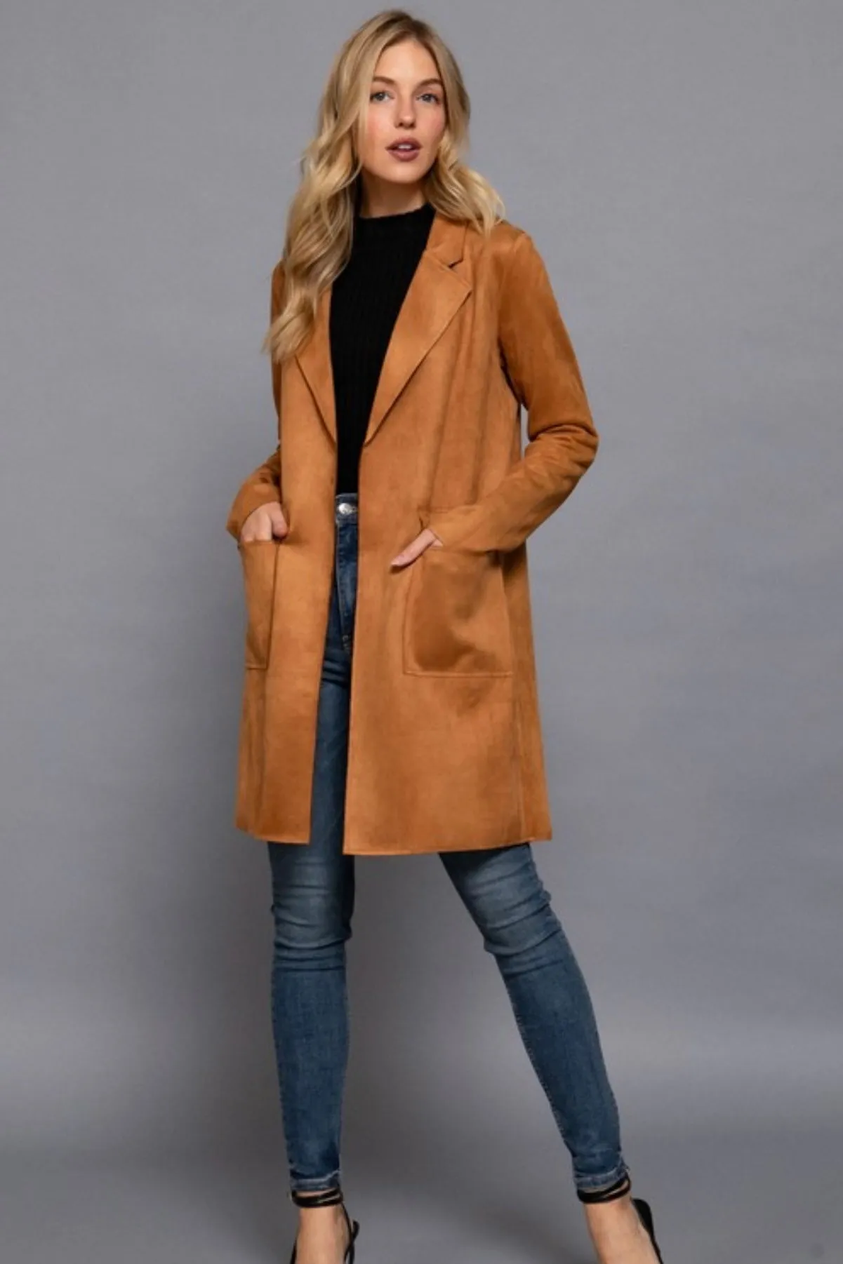 Faux Suede Open Coats - 3 Colors!