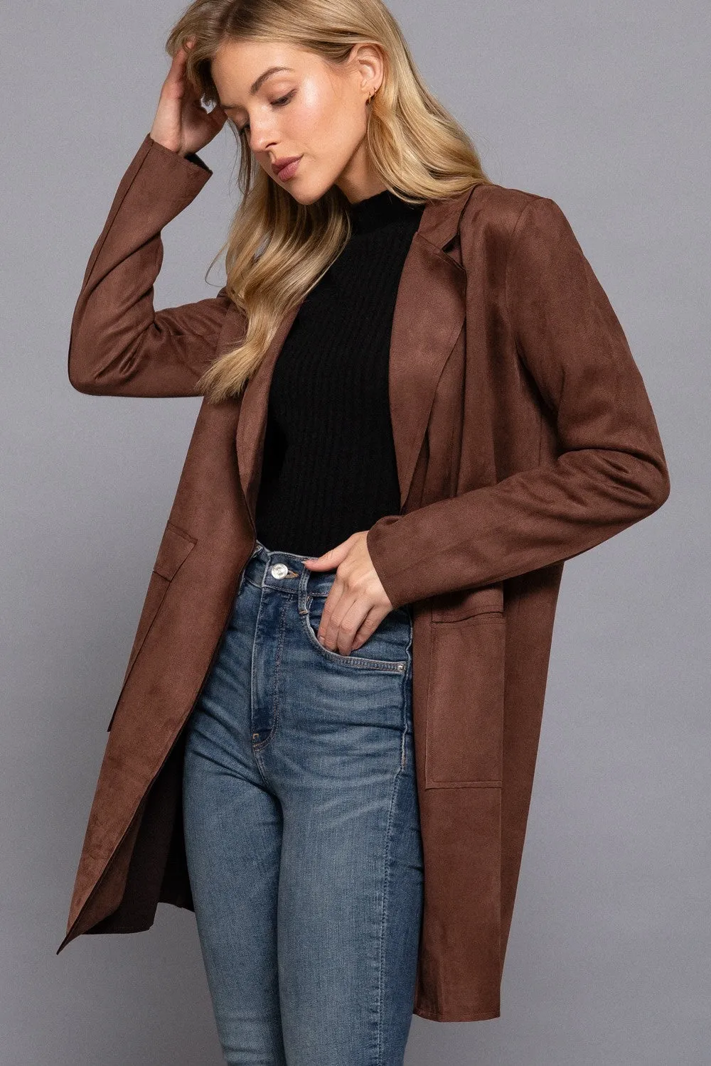 Faux Suede Open Coats - 3 Colors!