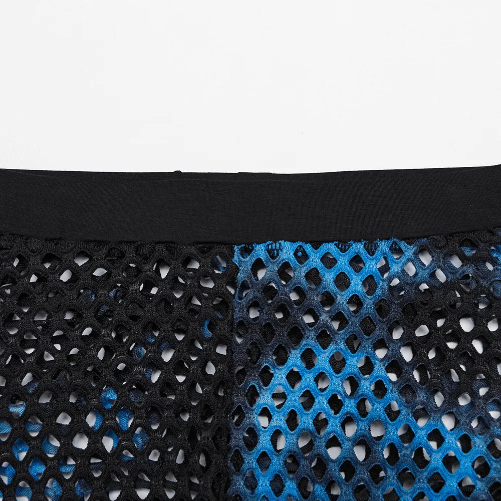 Female Stylish Black-Blue Fishnet Mesh Leggings