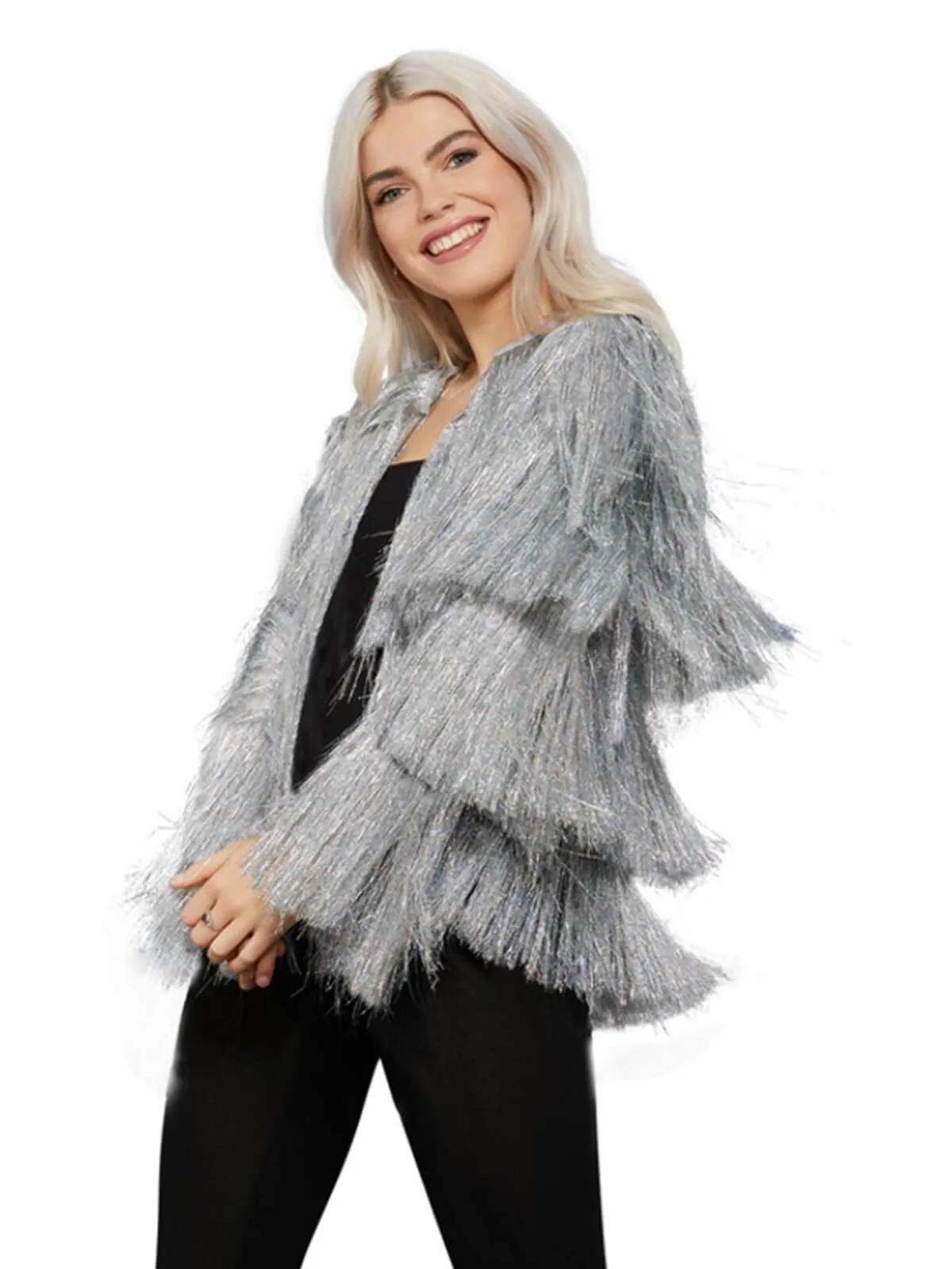 Fever Silver Tinsel Festival Jacket