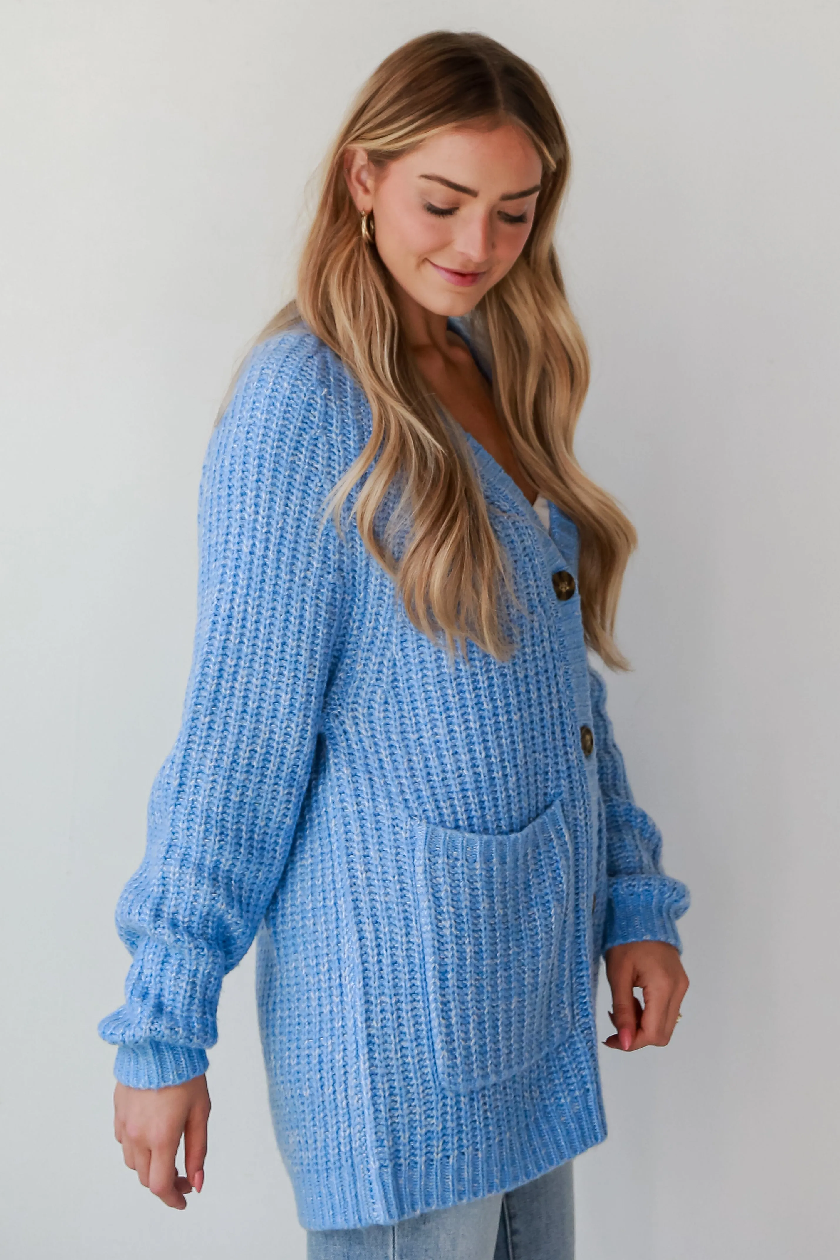 FINAL SALE - All Up To You Blue Oversized Sweater Cardigan