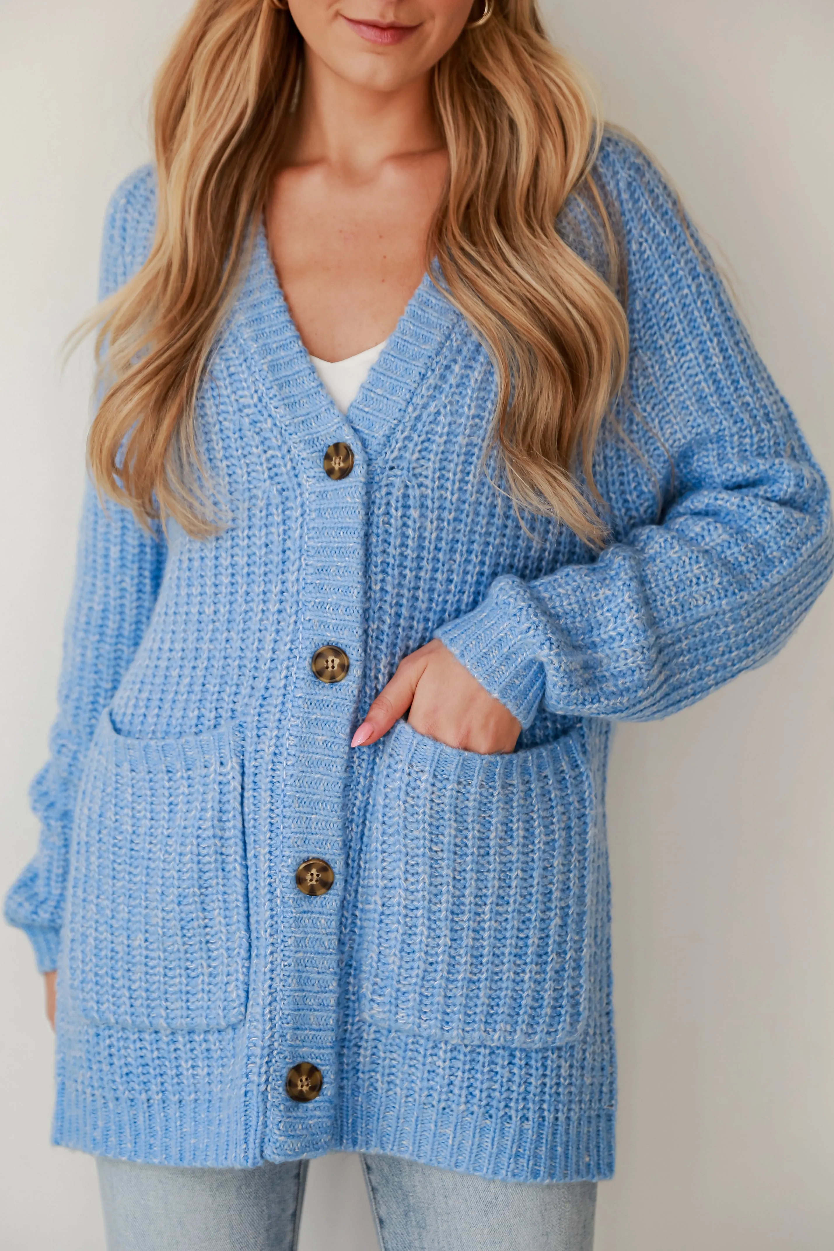 FINAL SALE - All Up To You Blue Oversized Sweater Cardigan