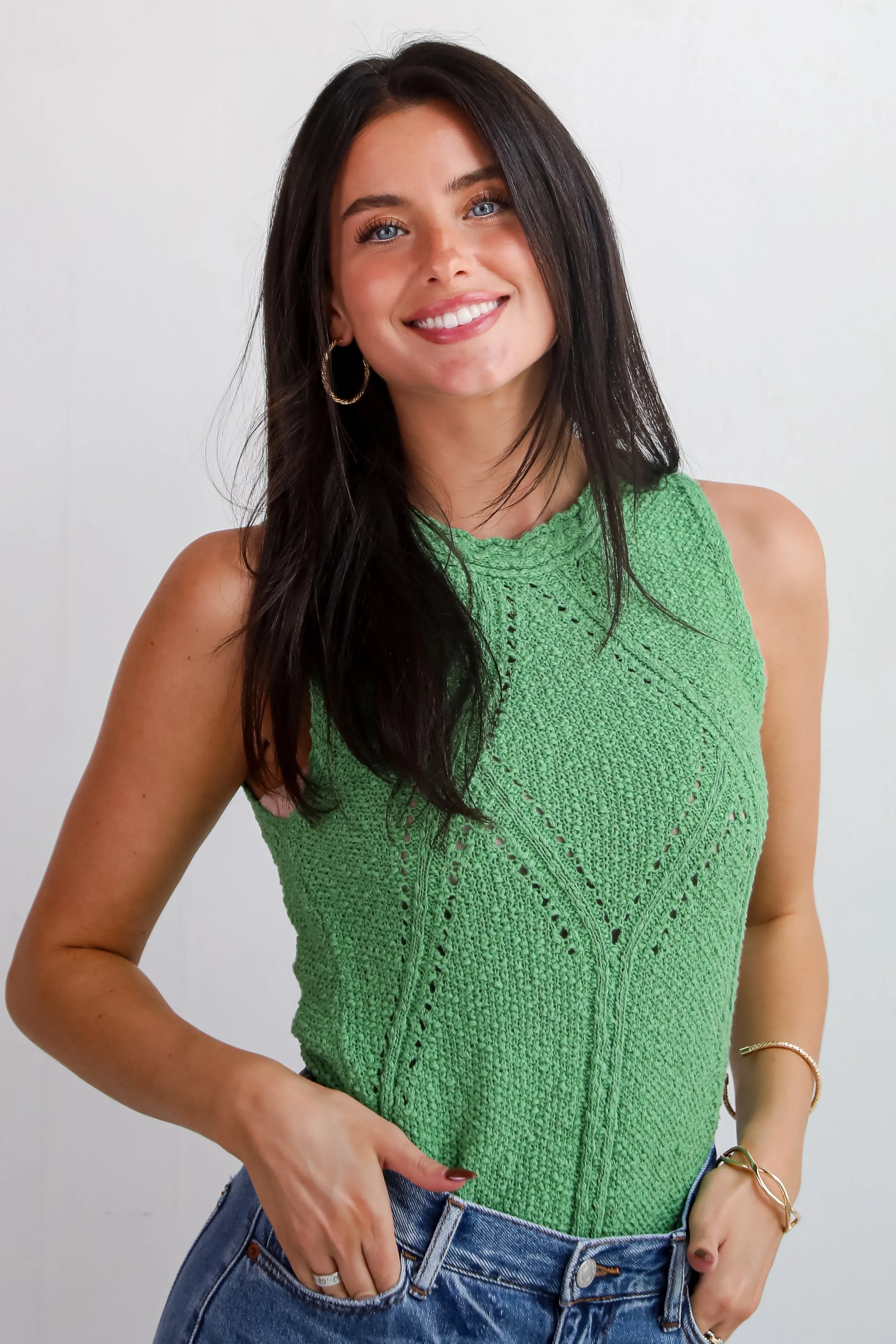 FINAL SALE - Chosen Charm Green Sweater Tank