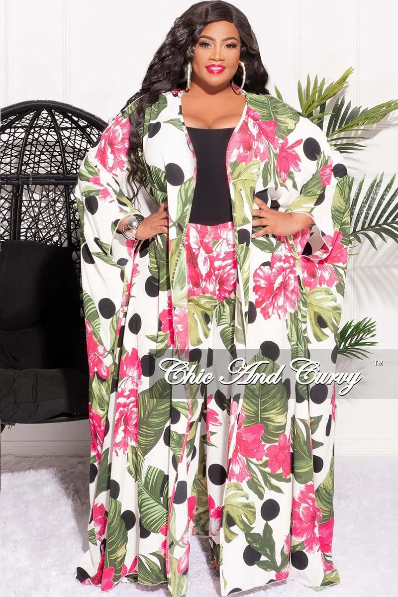 Final Sale Plus Size 2pc Kaftan and Pants Set in Polka Dot Floral Print Color Print