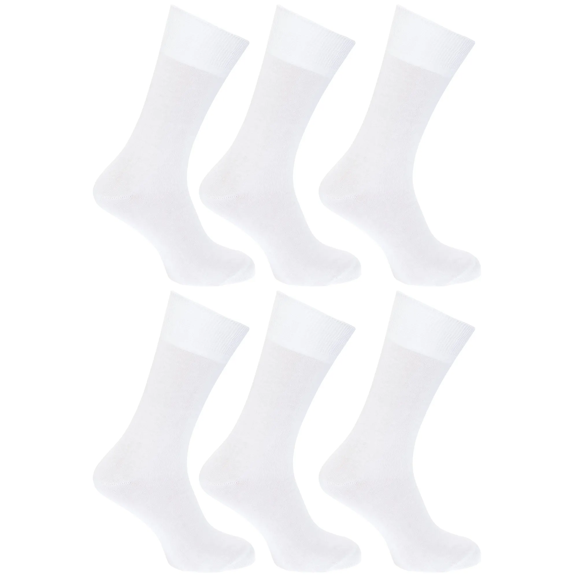 FLOSO Womens/Ladies Plain 100% Cotton Socks (Pack Of 6)