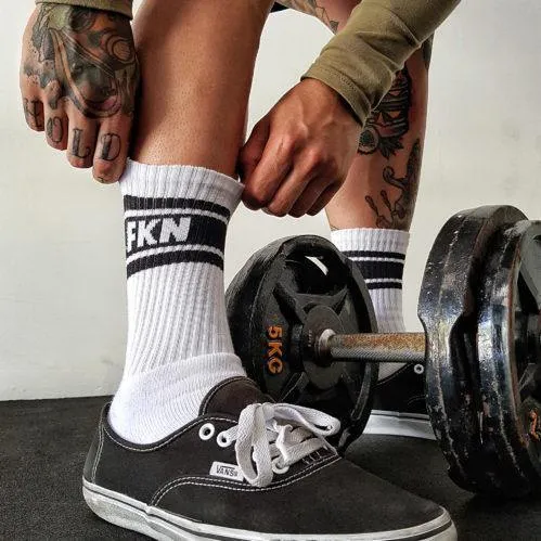 Foot Porn | Gym Crew Socks | Two Pair | Black/White