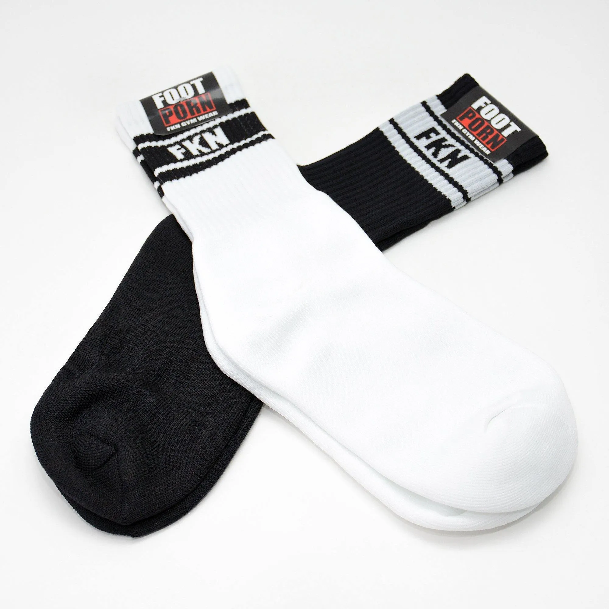 Foot Porn | Gym Crew Socks | Two Pair | Black/White