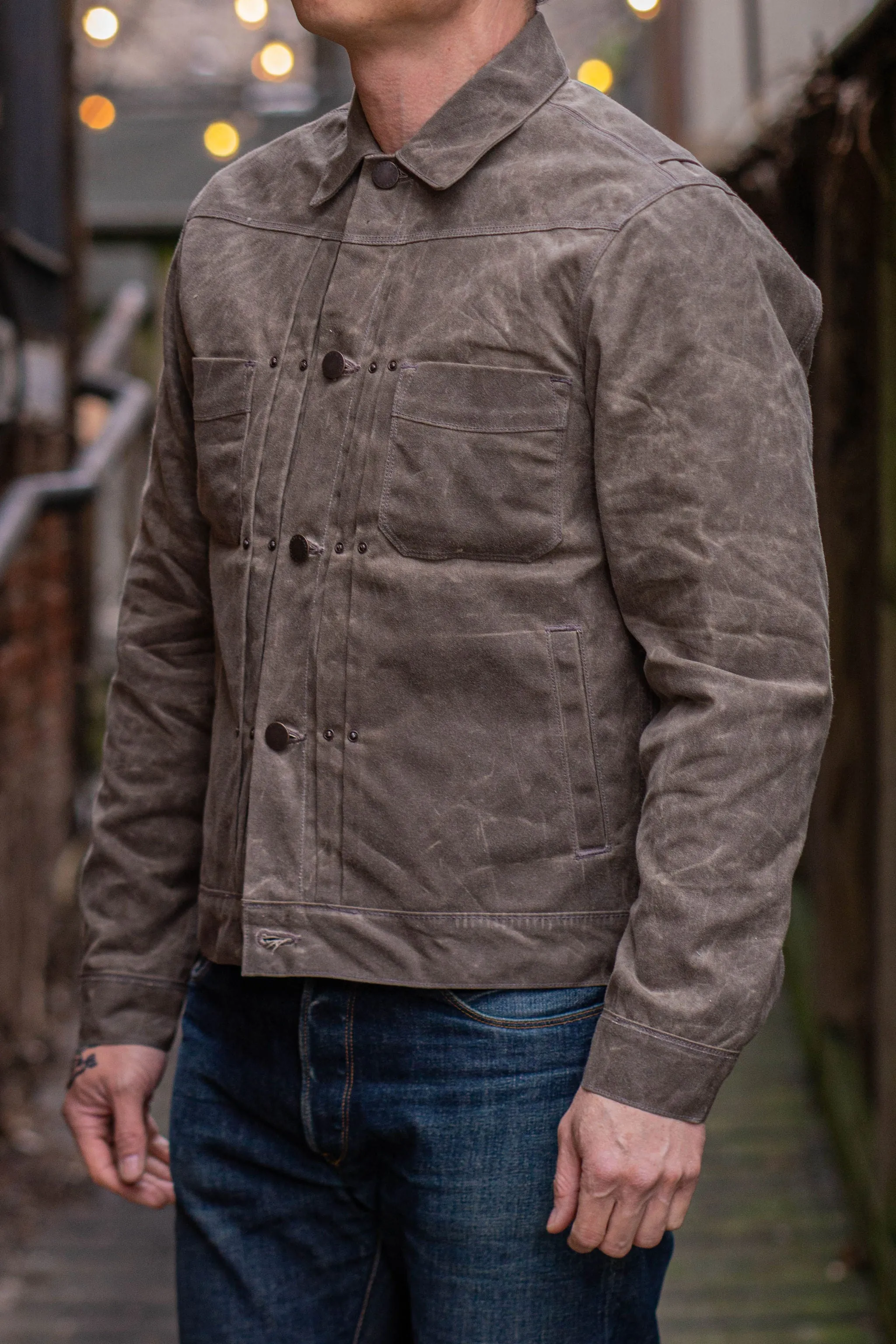 Freenote Cloth Riders Jacket Waxed Canvas - Oak