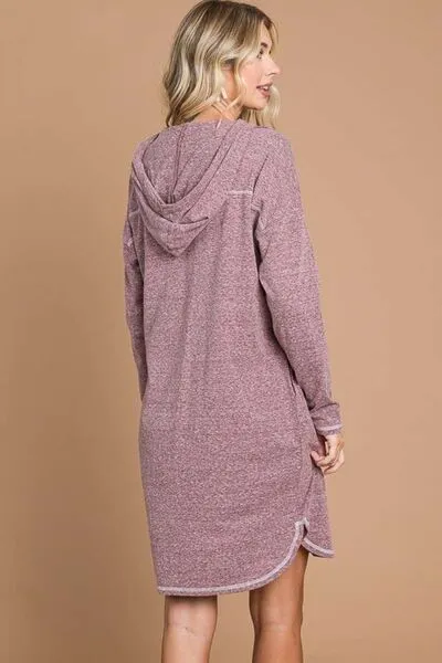 Full Size Hooded Long Sleeve Sweater Dress