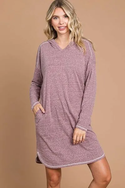 Full Size Hooded Long Sleeve Sweater Dress