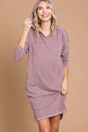 Full Size Hooded Long Sleeve Sweater Dress