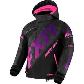 FXR Youth CX Snowmobile Jacket Black Camo/Purple Fade