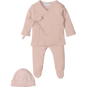 Girls Peach 3 Piece Cotton Set & Hat