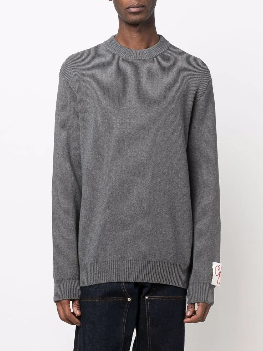 GOLDEN GOOSE Classic Gray Logo Crewneck Sweater for Men