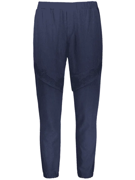 Gorgeous Elastic Waist Embroidered Jogger Pants