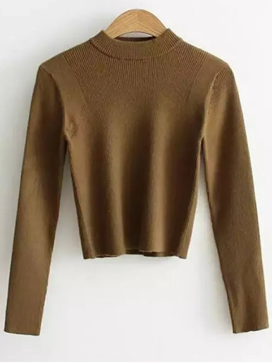 Gorgeous Mock Neck Cropped Pullover Sweater