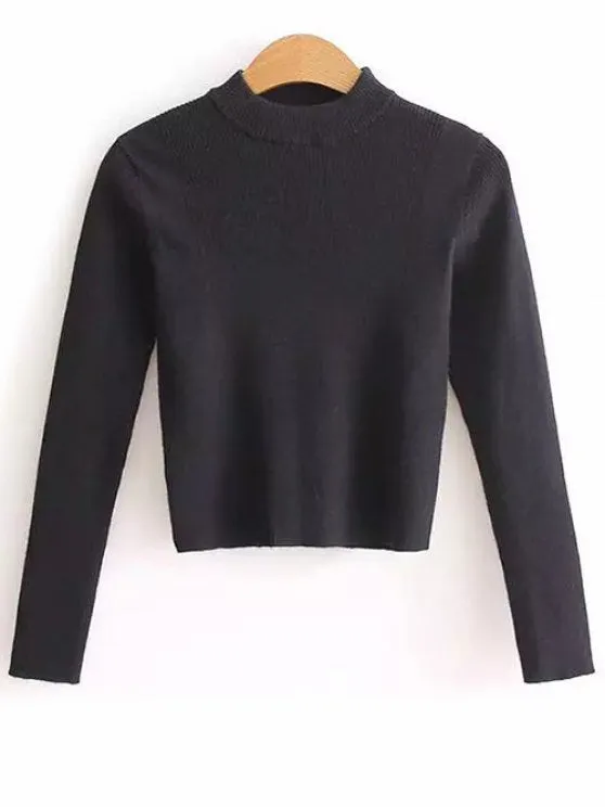 Gorgeous Mock Neck Cropped Pullover Sweater