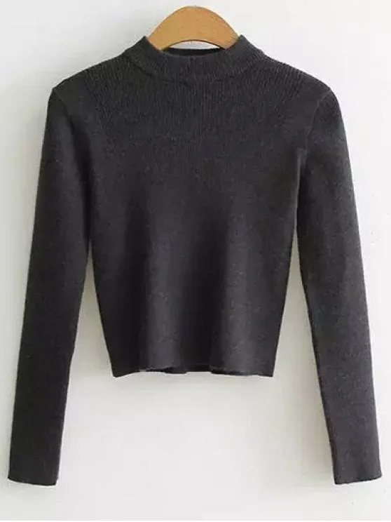 Gorgeous Mock Neck Cropped Pullover Sweater