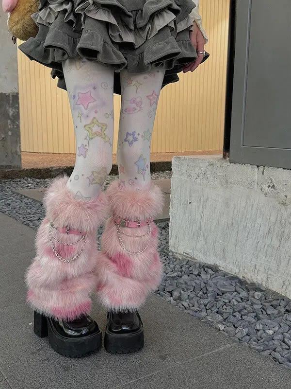 Gradient Y2k faux fur leg warmers