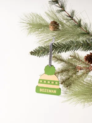 Green Bozeman Beanie Ornament