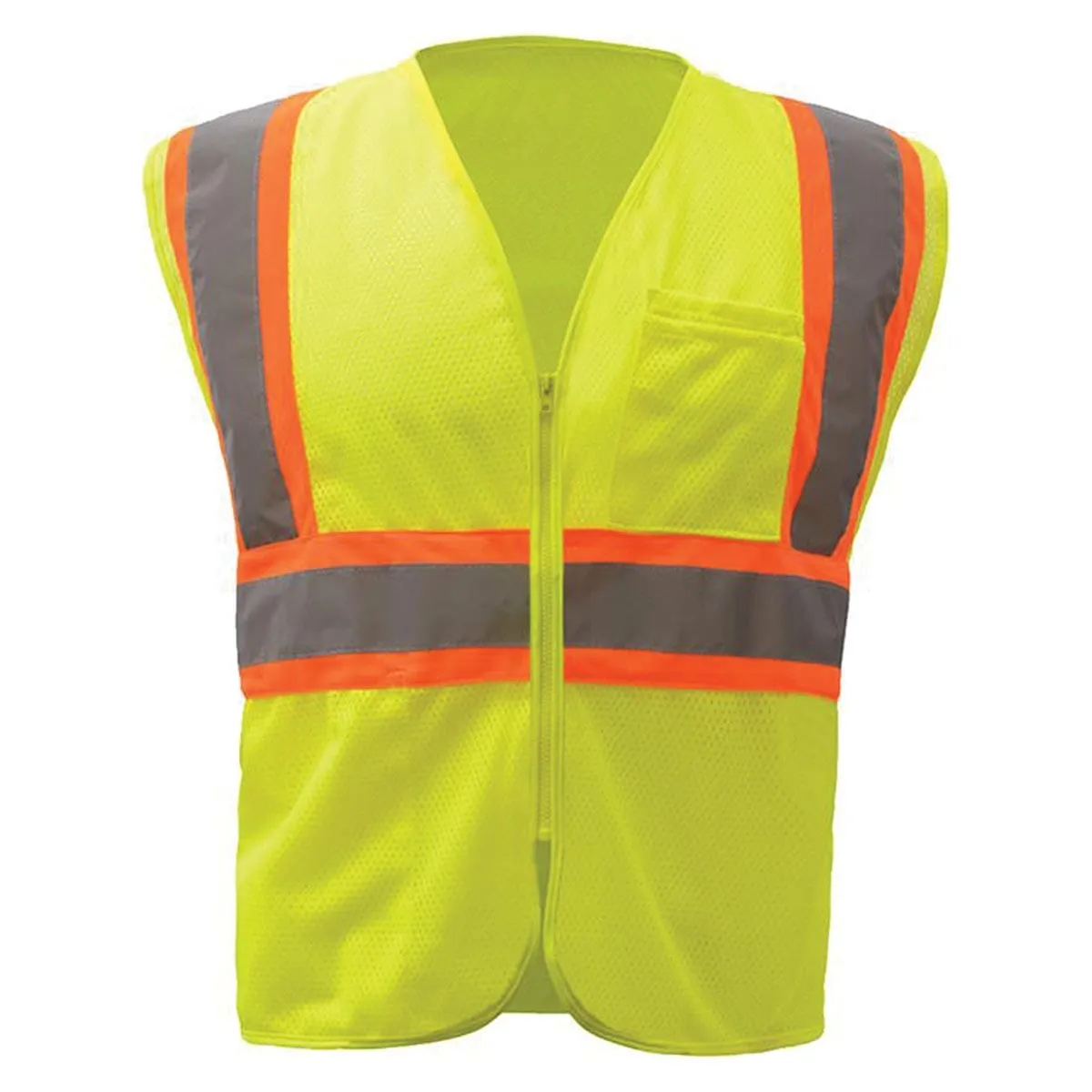 GSS Safety ANSI 2 Standard Two Tone Mesh Zipper Hi-Vis Safety Vest