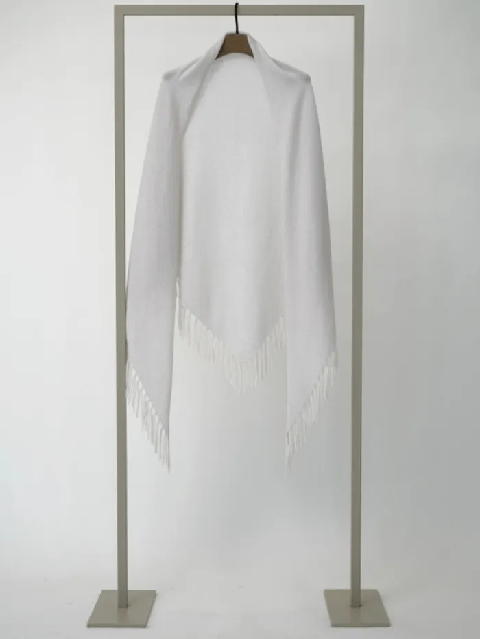 Herzen’s Angelegenheit Women's Wool And Cashmere Pearl Grey Cape With White Tassels 25244-5000 Col 107100