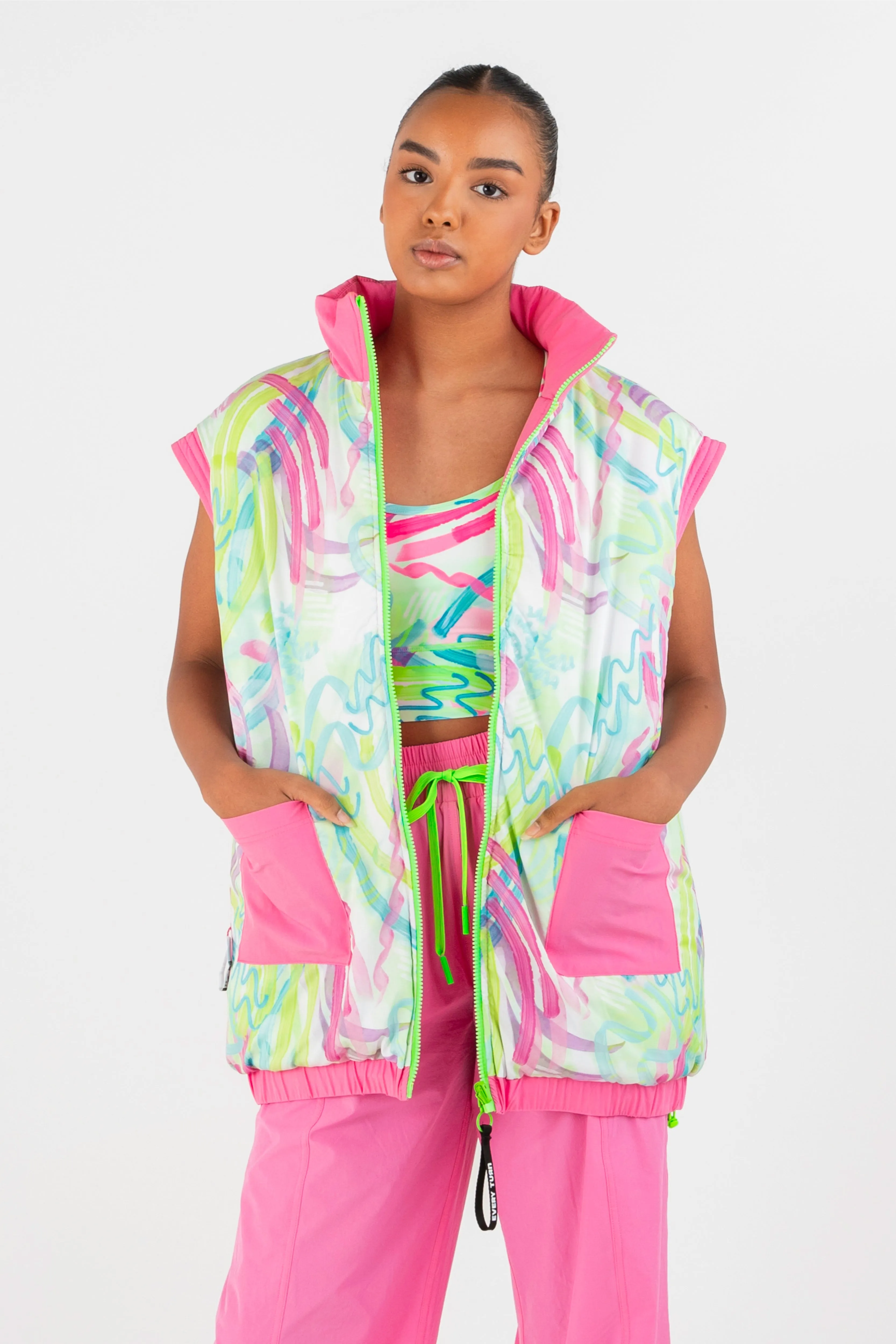 Highlighter Sleeveless Puffer Jacket