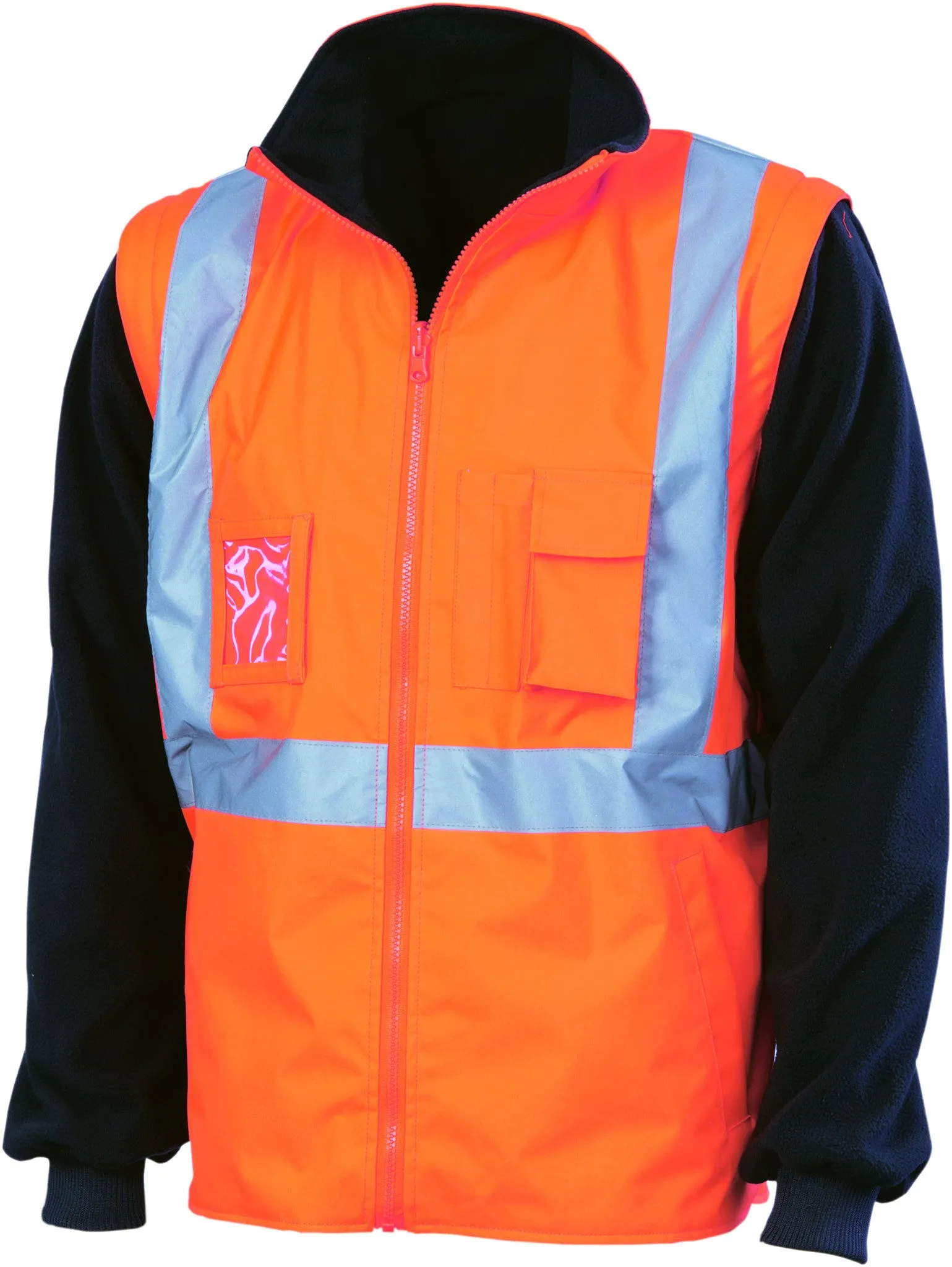 HiVis "4 in 1" Zip Off Sleeve Revisable Vest, Cross Back With Additional Tape On Back