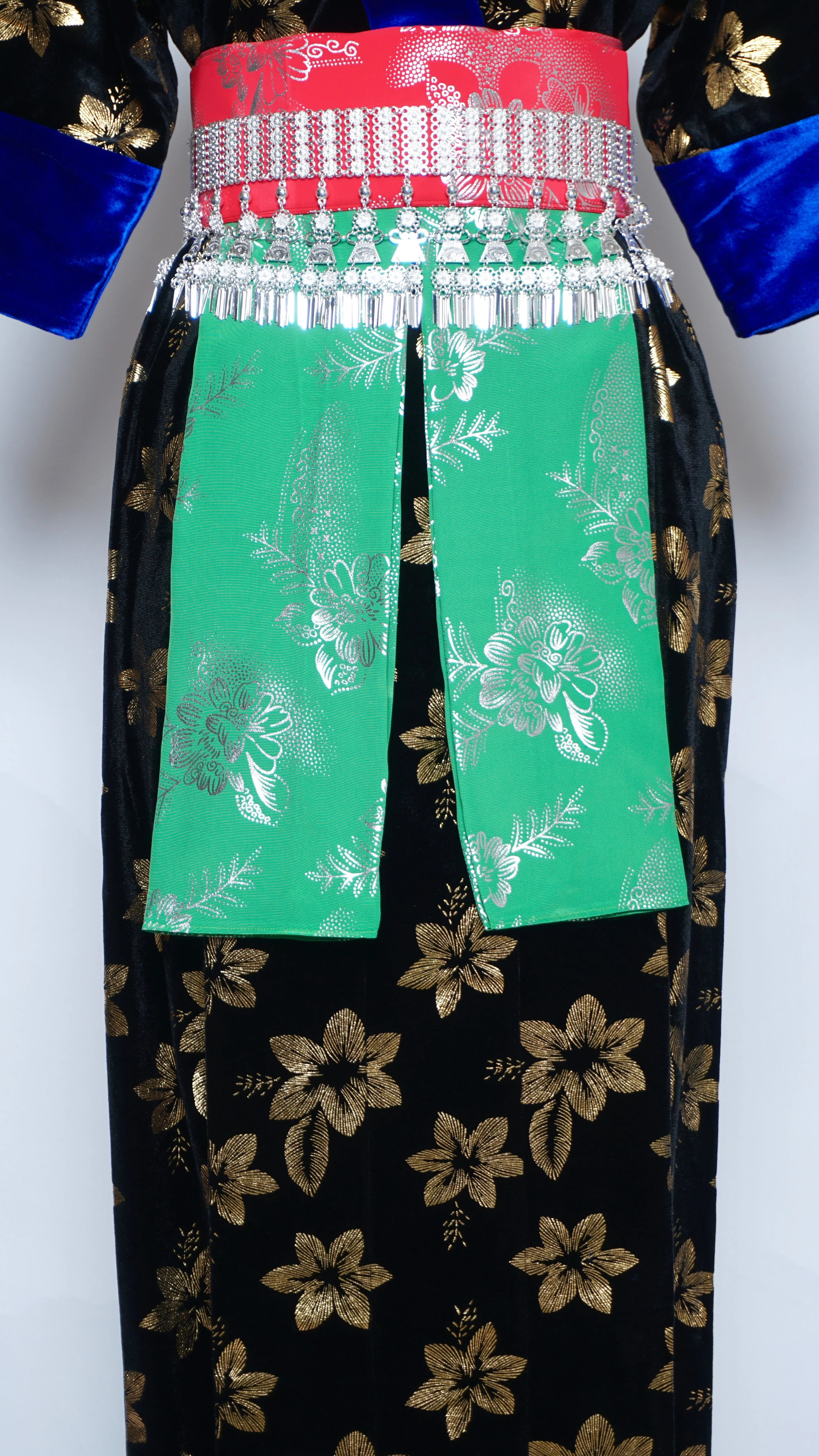 Hmong Xeev Gold Floral Velvet