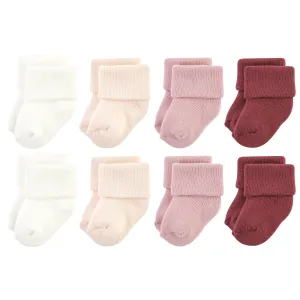 Hudson Baby Cotton Rich Newborn and Terry Socks, Solid Blush Pink