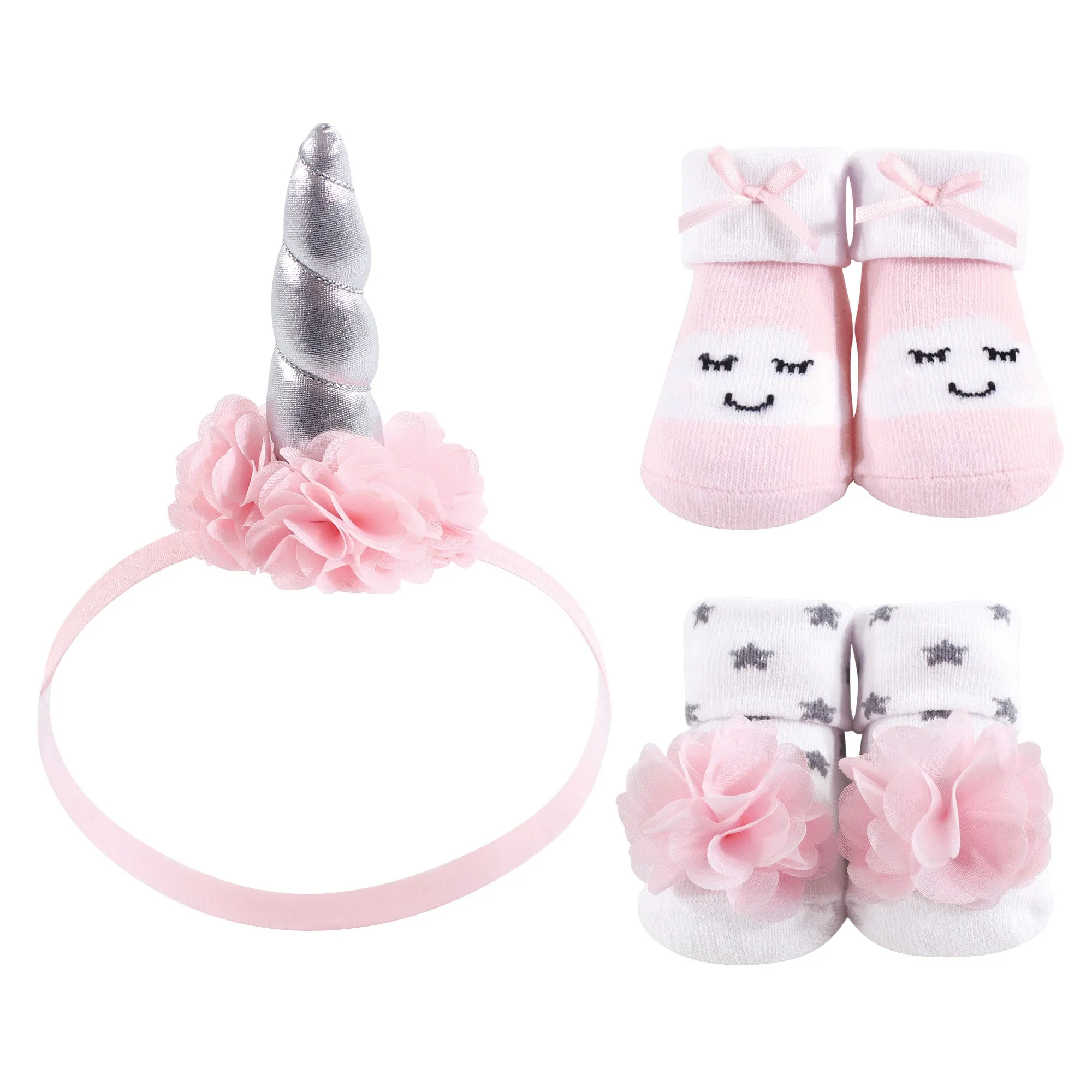 Hudson Baby Headband and Socks Giftset, Cloud