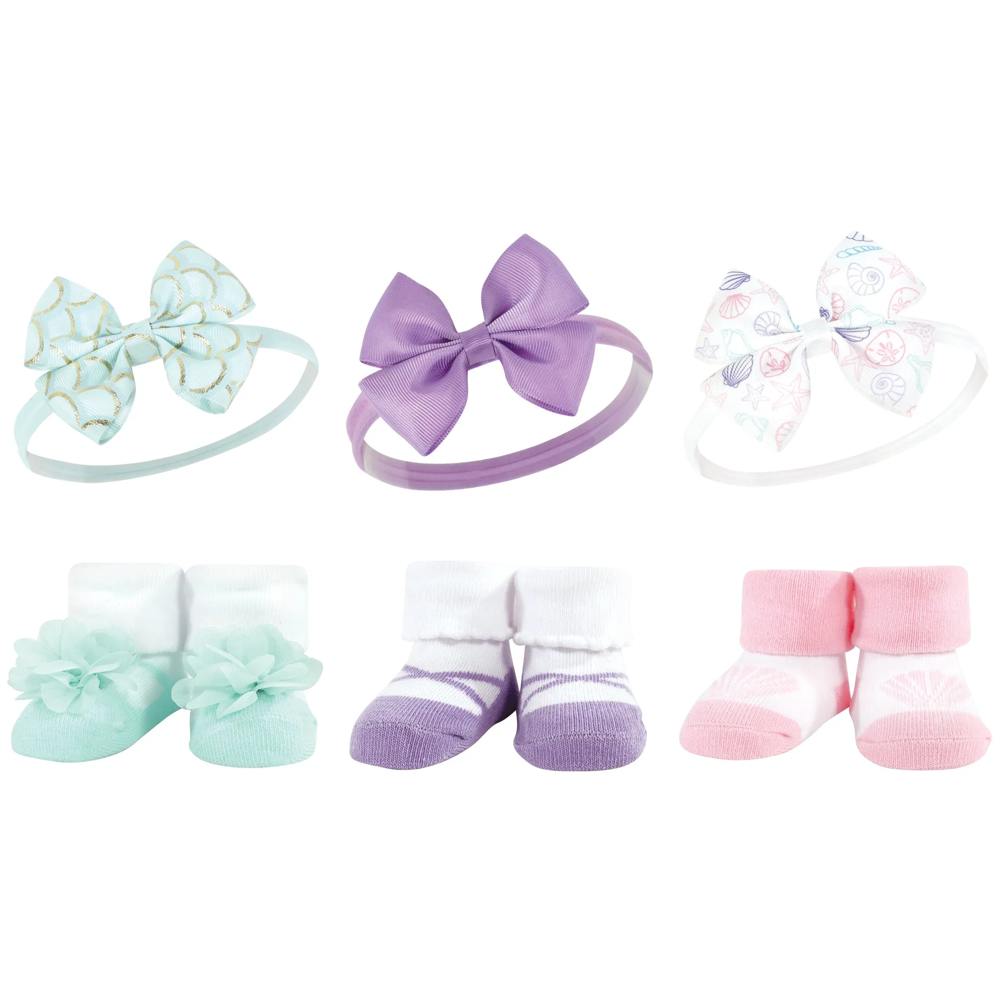 Hudson Baby Headband and Socks Giftset, Mermaid