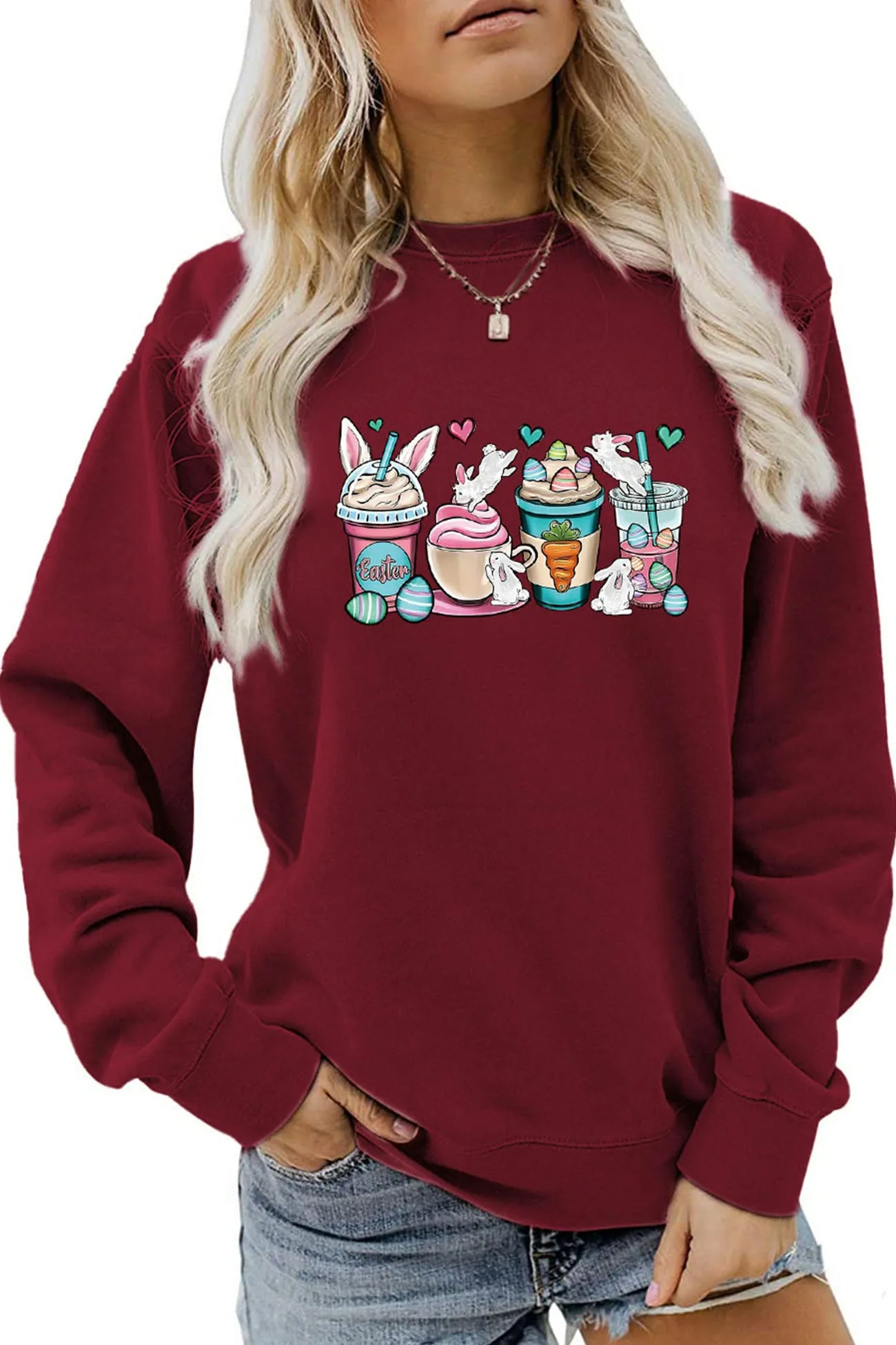 Ice Cream Bunny Print Sweatshirt