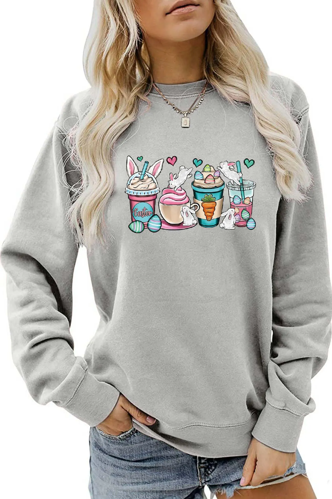 Ice Cream Bunny Print Sweatshirt