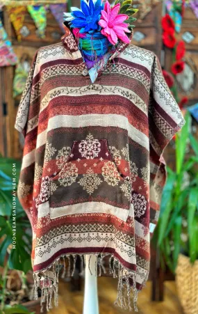 INDIAN SPICE FRINGED PONCHO - FREE SIZE