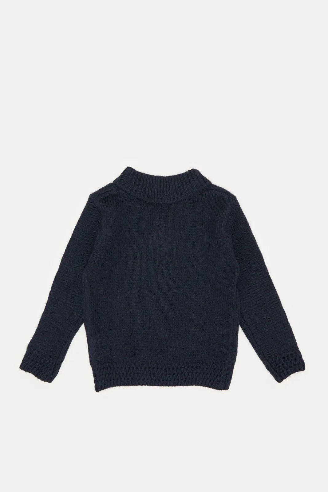 Infant Boys Navy Shawl Collar Pullover