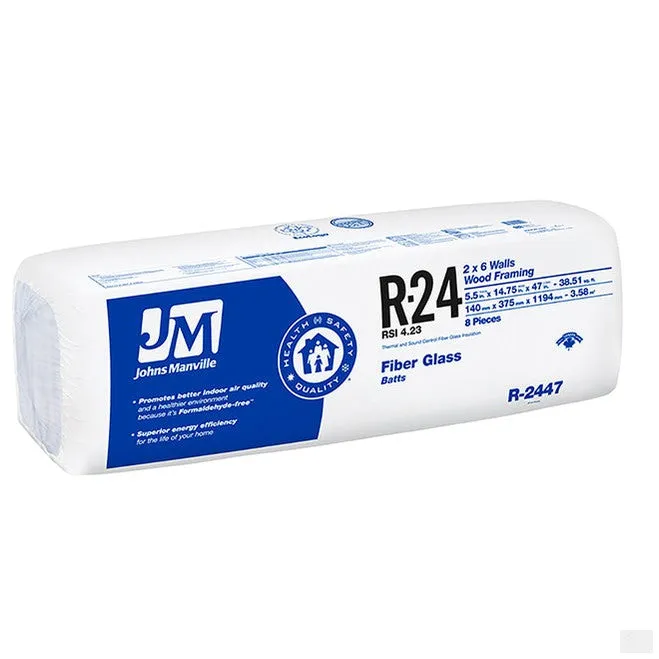 Johns Manville Fiberglass Insulation R-24 23" x 47" x 5.5"; 51.98 sq.ft