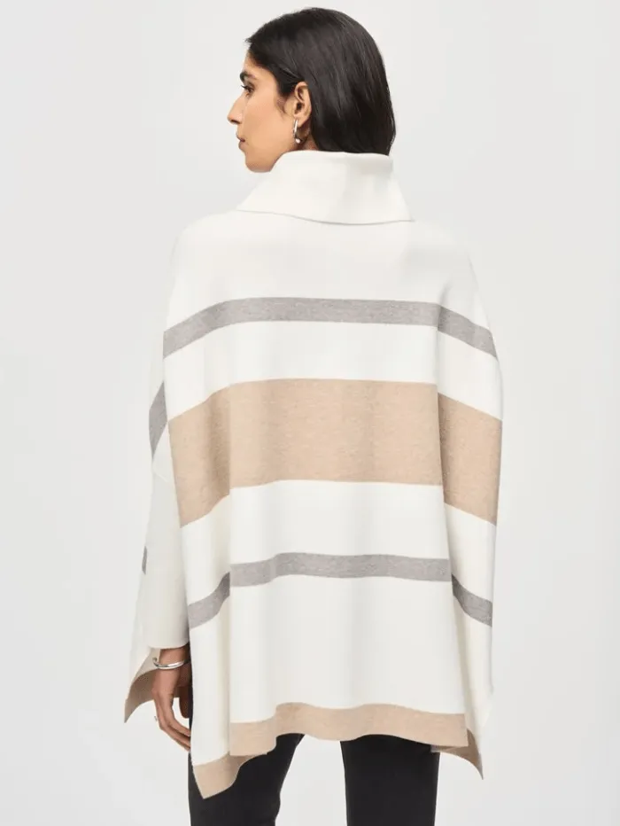 Joseph Ribkoff Striped Jacquard Sweater Knit Poncho 243951 Col 4304