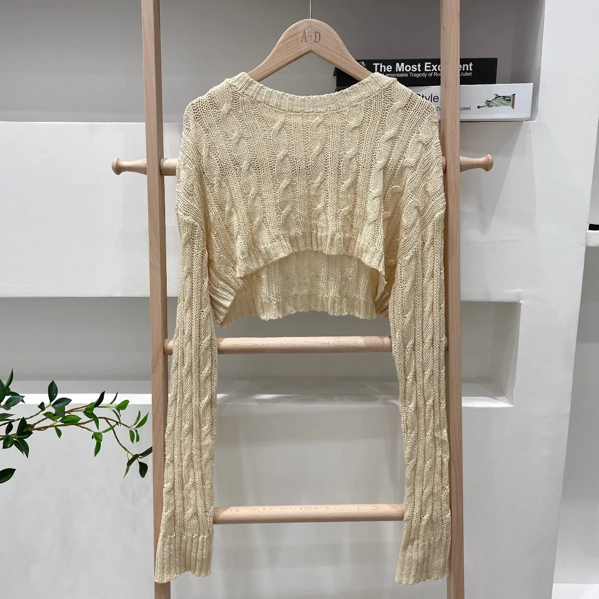 Joskaa Y2k Knitted Blouse Women Casual Long Sleeve Crop Tops Ladies Autumn Korean Fashion Short Sweater Female Thin Pullover Chic