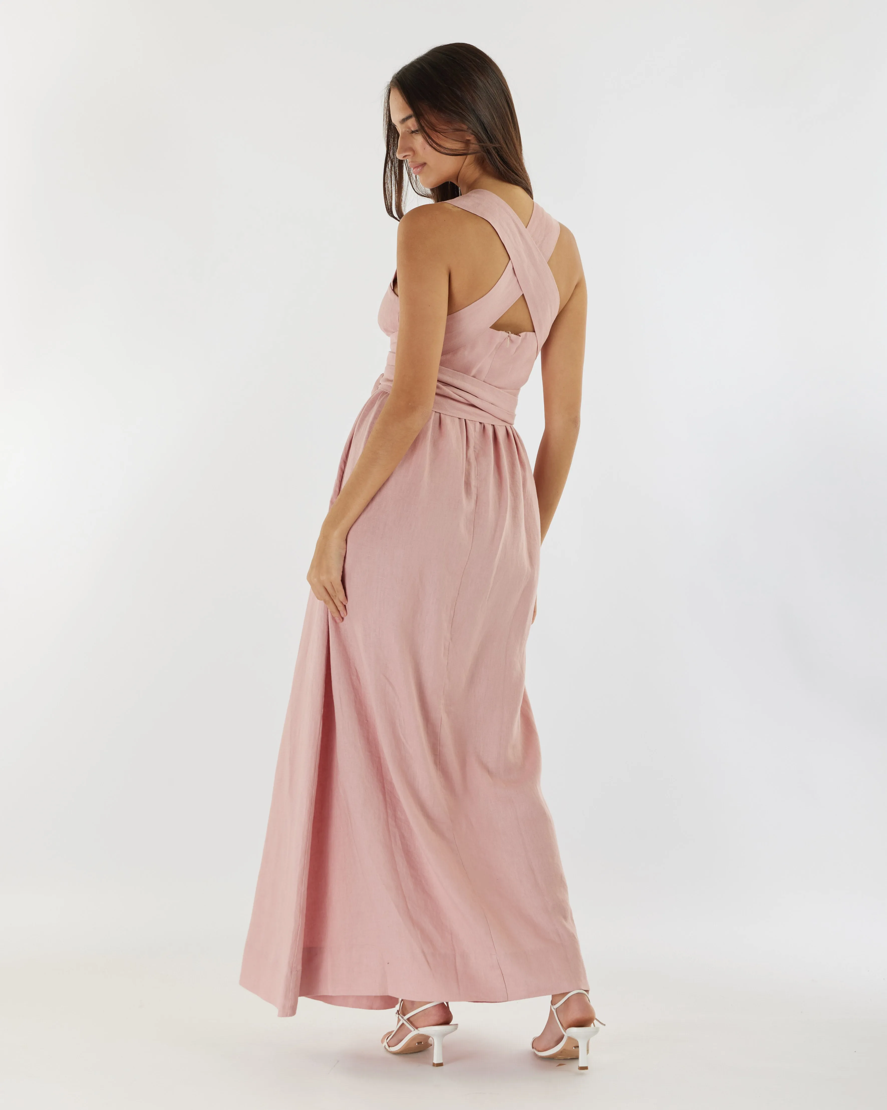 Juliette Linen Maxi Dress - Peony