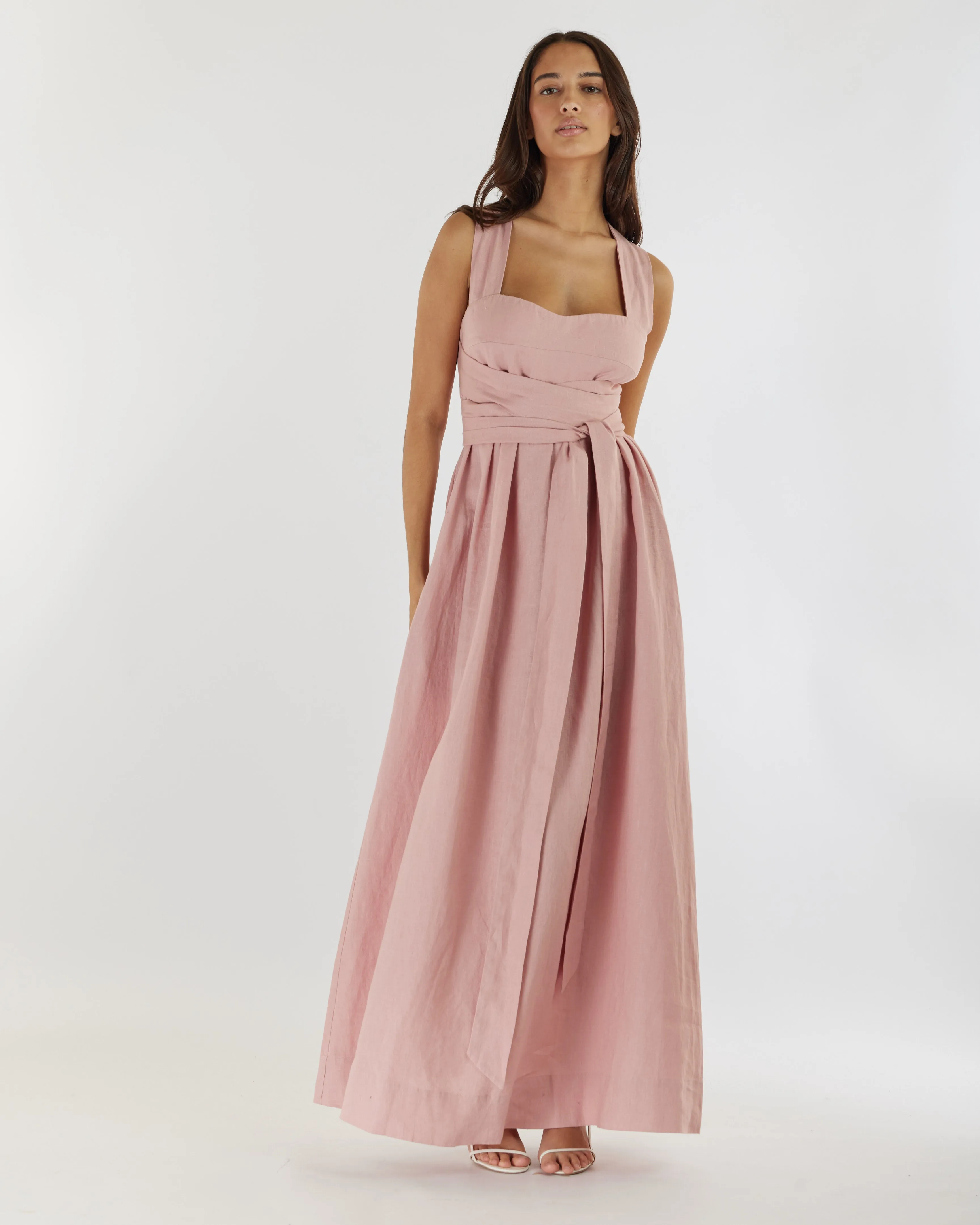 Juliette Linen Maxi Dress - Peony