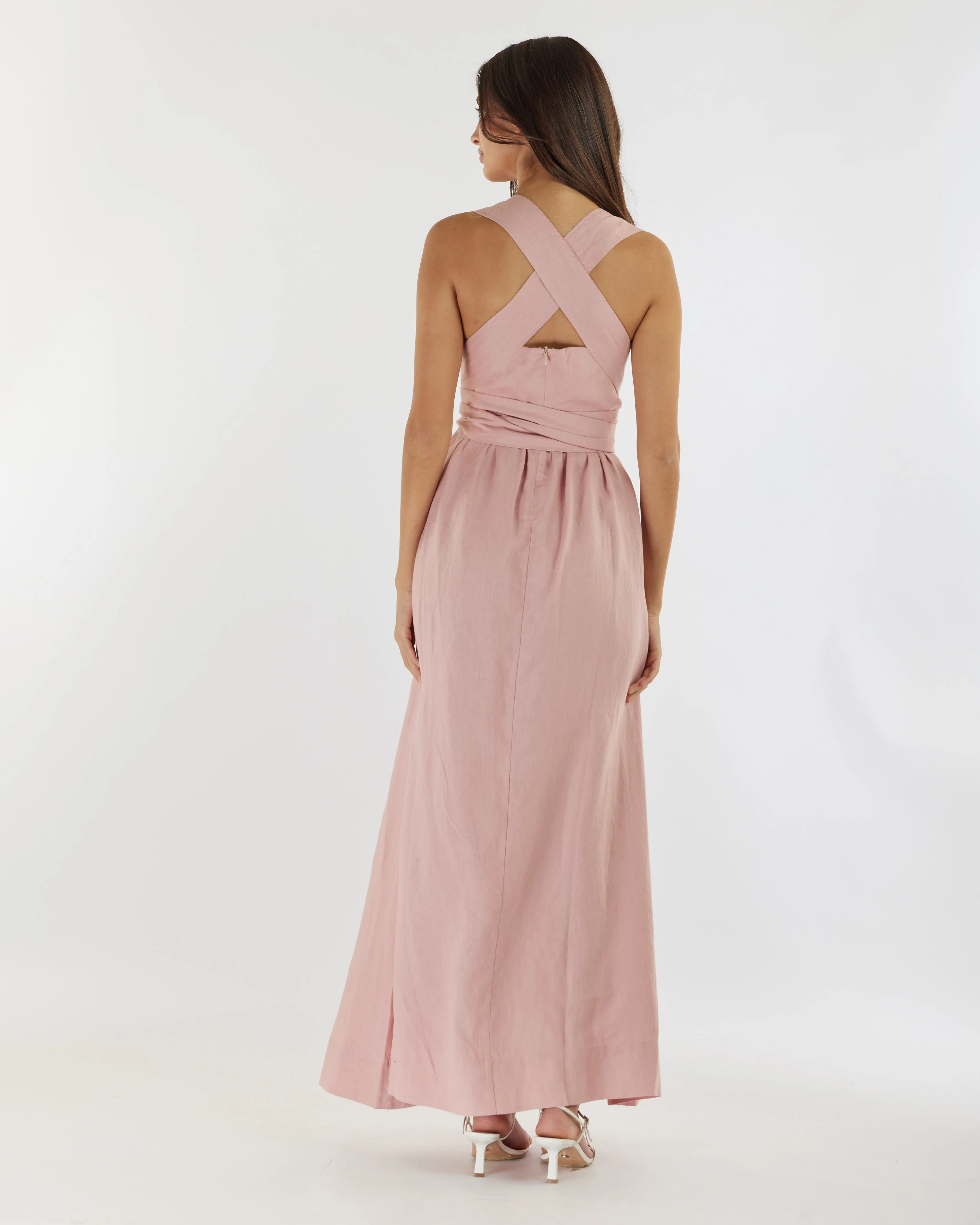 Juliette Linen Maxi Dress - Peony