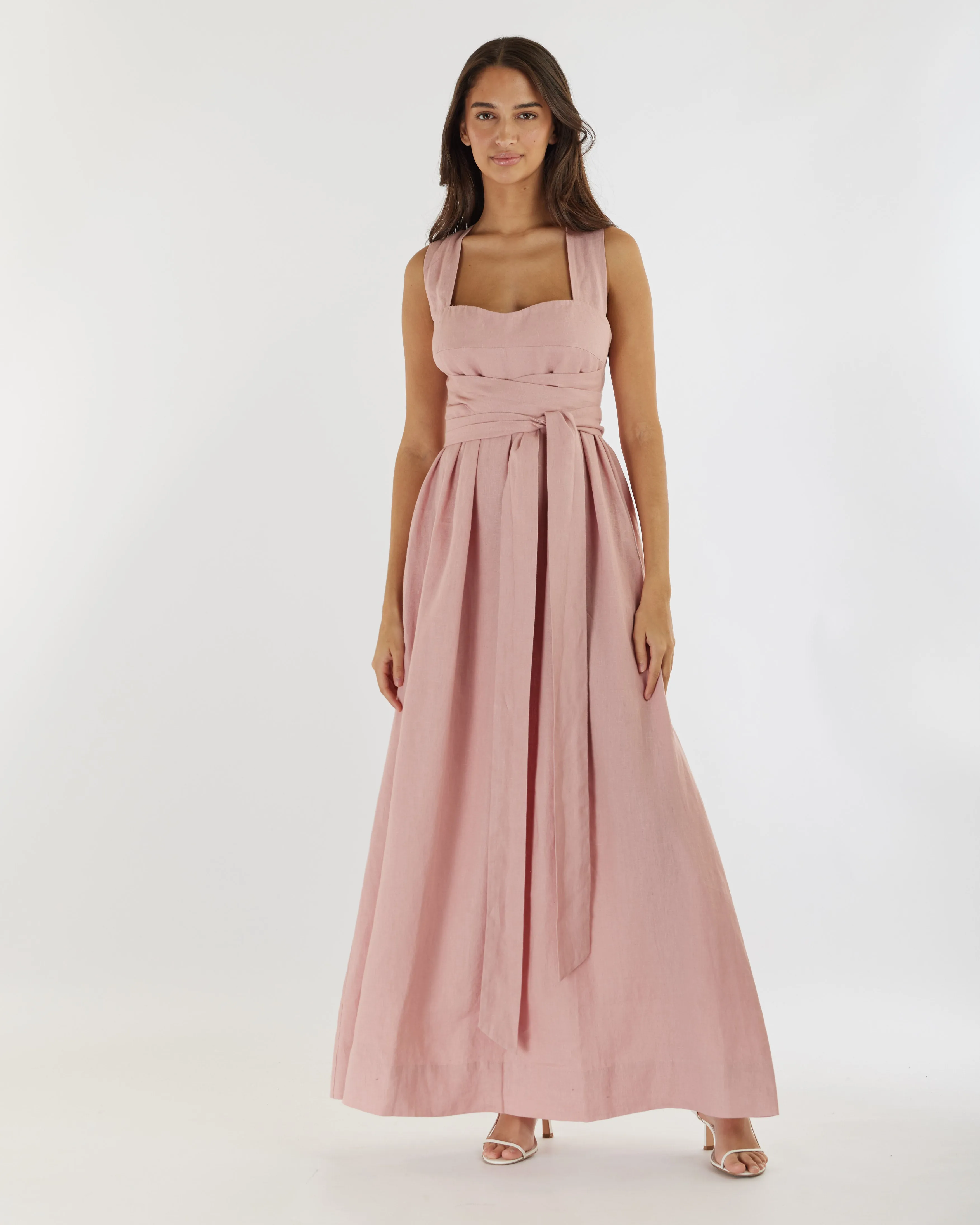 Juliette Linen Maxi Dress - Peony